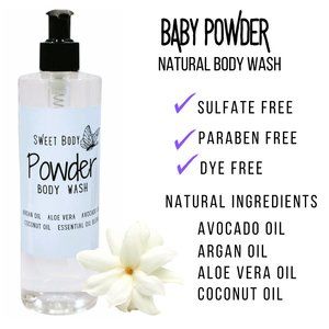 Baby Powder Natural Body Wash for Women, Men | Sulfate Free, Paraben Free